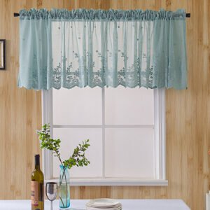 Modern Jacquard Lace Window Curtain Valance Lace Hem Coffee Short Curtain For Kitchen Cabinet Door Bedroom