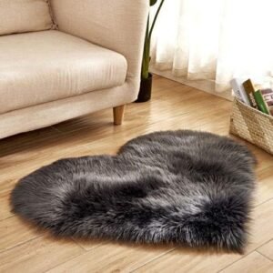 Heart Shaped Shaggy Faux Fur Fluffy Rug Hairy Carpet Floor Mat Home Bedroom