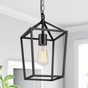 Black Pendant Light for Kitchen Island Industrial Hanging Lantern Fixture