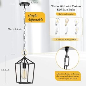 Black Pendant Light for Kitchen Island Industrial Hanging Lantern Fixture