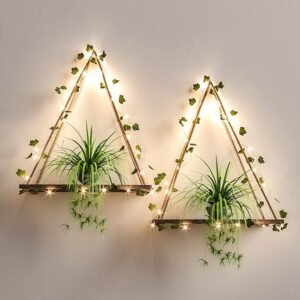 Artificial Ivy LED-Strip Wall Hanging Shelves Set of 2