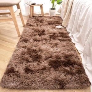 Soft Shaggy Runner Rug for Bedroom, 2x6 Feet Indoor Modern Fluffy Area Rug