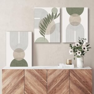 Sage Green Boho Wall Art Set of 3