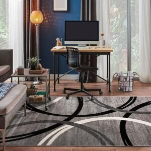 Modern Wavy Circles Design Area Rug 3'3