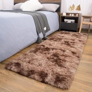 Soft Shaggy Runner Rug for Bedroom, 2x6 Feet Indoor Modern Fluffy Area Rug