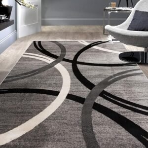 Modern Wavy Circles Design Area Rug 3'3