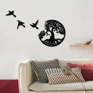 Tree of Life Metal Wall Art Decor Steel Tree and Bird Wall Hanging Decor